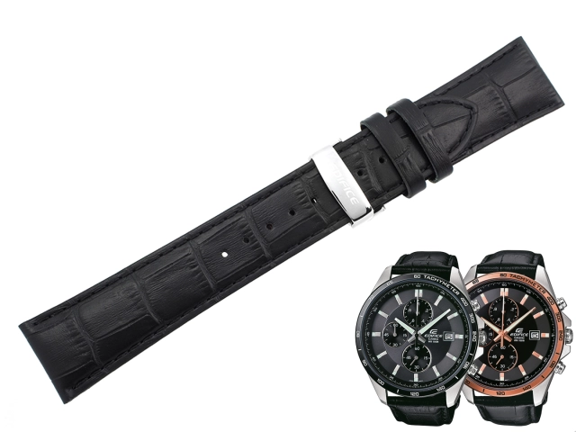 Oryginalny pasek Casio Edifice EFR-512L EFR-512 czarny aligator skóra 23mm teleskopy